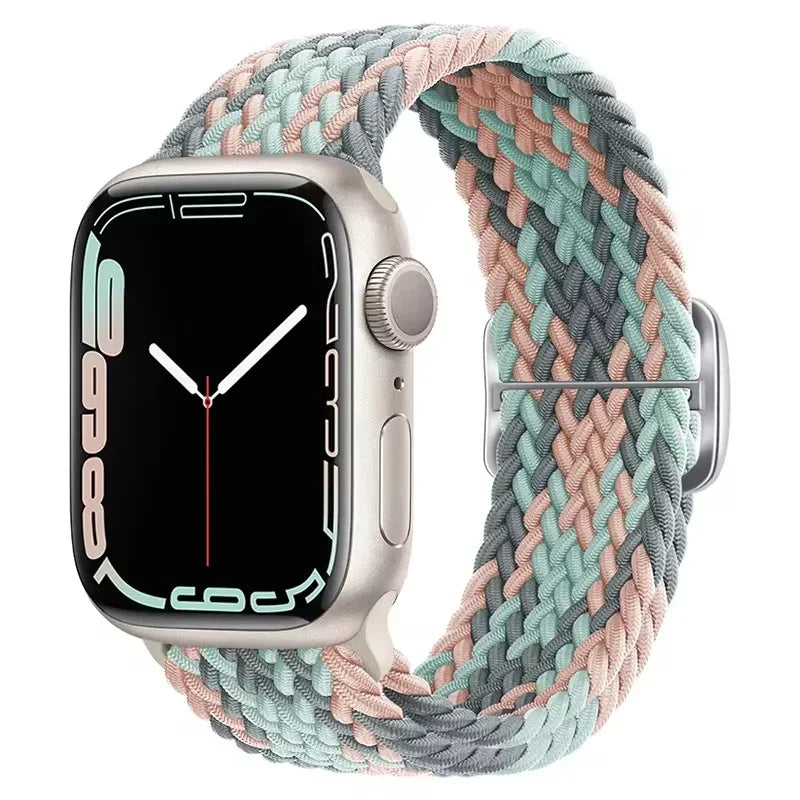 Braided band For Apple Watch band 45mm Ultra 2 49mm 44mm 40mm 41mm 42mm 46mm Elastic adjustable band Series 10 9 8 7 3 5 SE 6 4