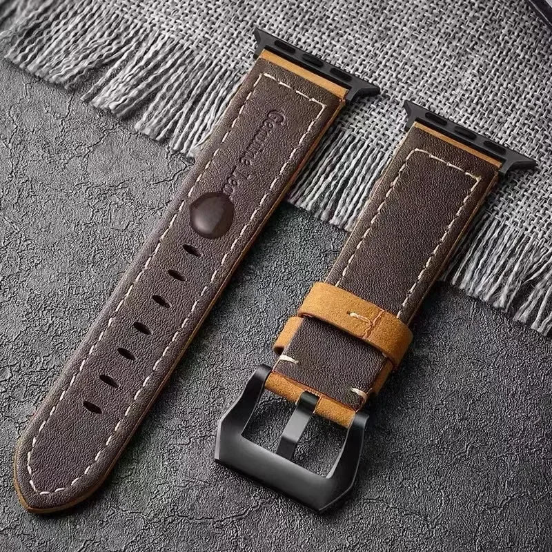 For Apple Watch band High Quality Leather band Men for Series 11 10 9 7 8 SE Ultra 3 2 49mm 44mm 46mm Watch band 45mm 41mm 42mm