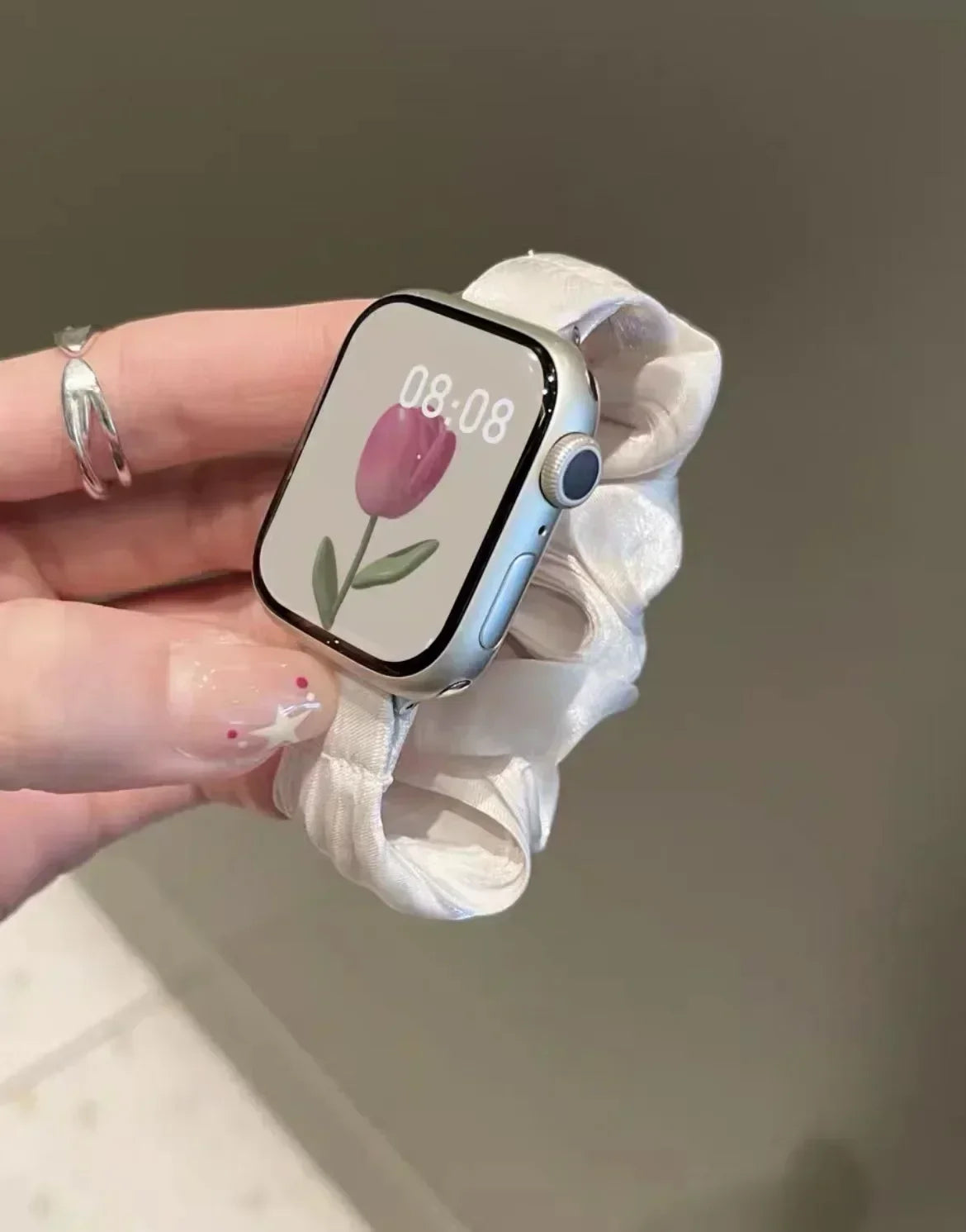 Compatible for Apple Watch band Scrunchie 38mm 40mm 41mm 42mm 44mm 45mm Cute Elastic Solo Loop band Women band