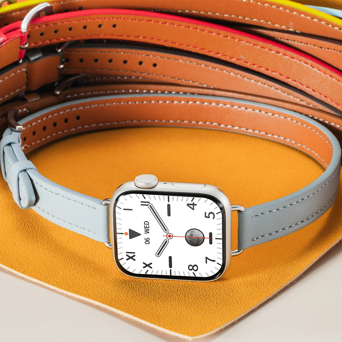 For Apple Watch band 40mm 41mm Double Tour leather band 45mm 44mm Series 9 8 7 6 SE 5 4 for Apple Watch 11 10 42mm 46mm Fashion Correa