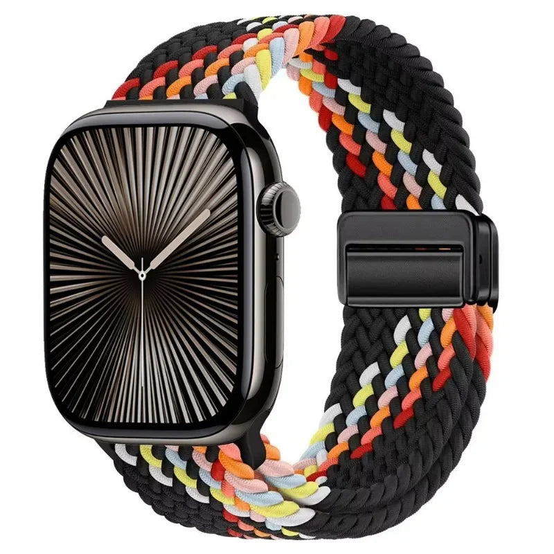 Nylon Braided Loop band for Apple Watch Ultra 3 2 49mm 11 10 42mm 46mm 9 8 7 45mm 41mm Magnetic band Apple Watch 6 5 SE 44mm 40mm band