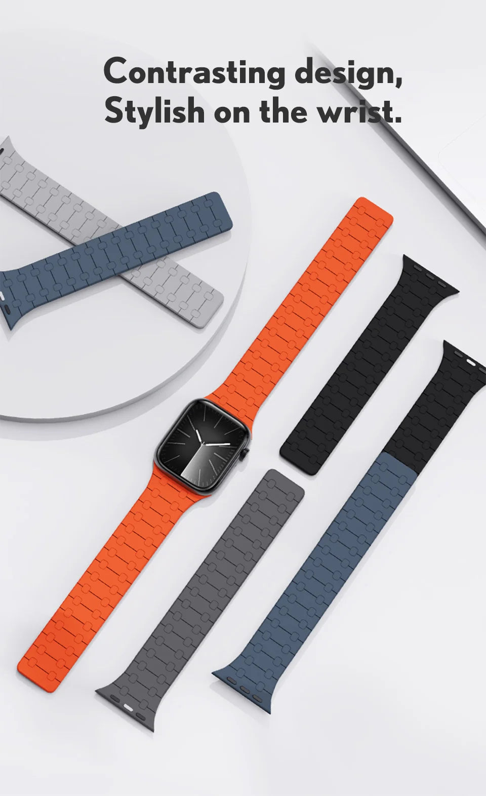 PZOZ Silicone Watch band For Apple Watch Ultra 3 2 49mm Chain Magnetic Wrist band For Apple Watch Series 11 10 9 8 Wristband