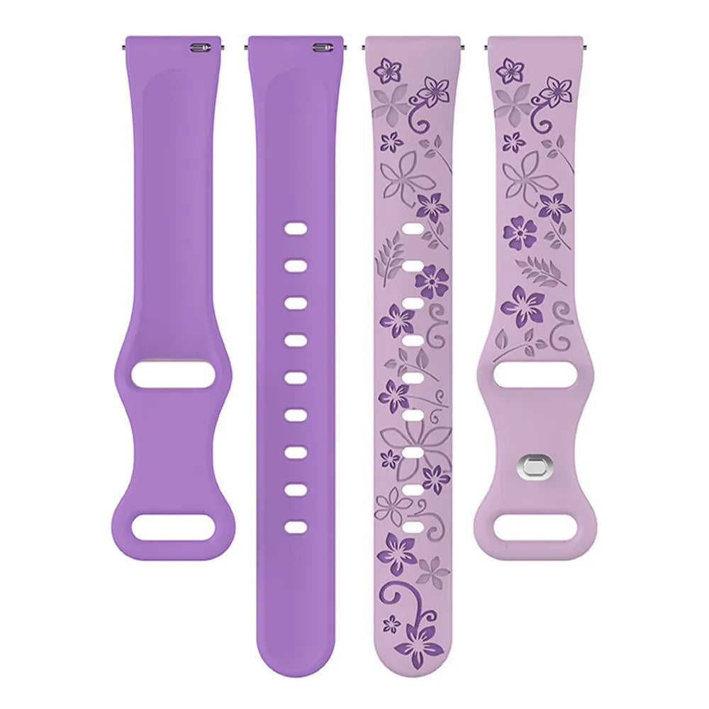 18mm 20 22mm Women Silicone Engraved Bracelet for Huawei GT5/GT4 41mm GT5Pro 46mm Band for Samsung Galaxy FE 7 6 40mm 44mm Strap