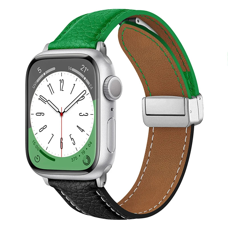 Leather Magnetic Buckle band for Apple Watch 8 7 45mm 41mm Ultra 49mm PU Leather band for Apple Watch Series 6 5 4 3 44mm 42mm 40mm