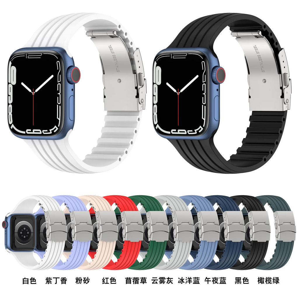 band For Apple Watch band 44mm 40mm 49mm 45mm 41mm 46mm 42mm Silicone band correas Apple Watch Ultra 2 Series SE 3 6 7 8 9 10 11
