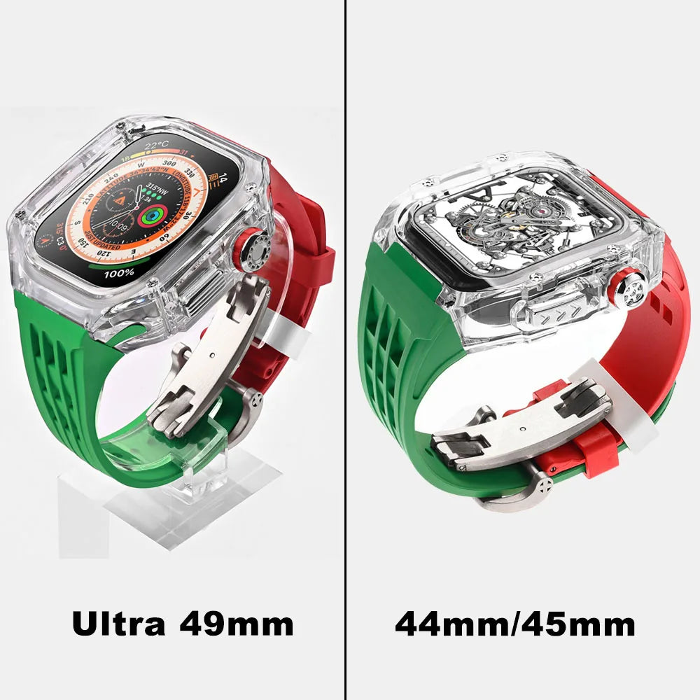 Transparent Case+band For Apple Watch Ultra 49mm band Full Cover band Modification Kit For Apple Watch SE 9 8 7 6 5 4 45mm 44mm