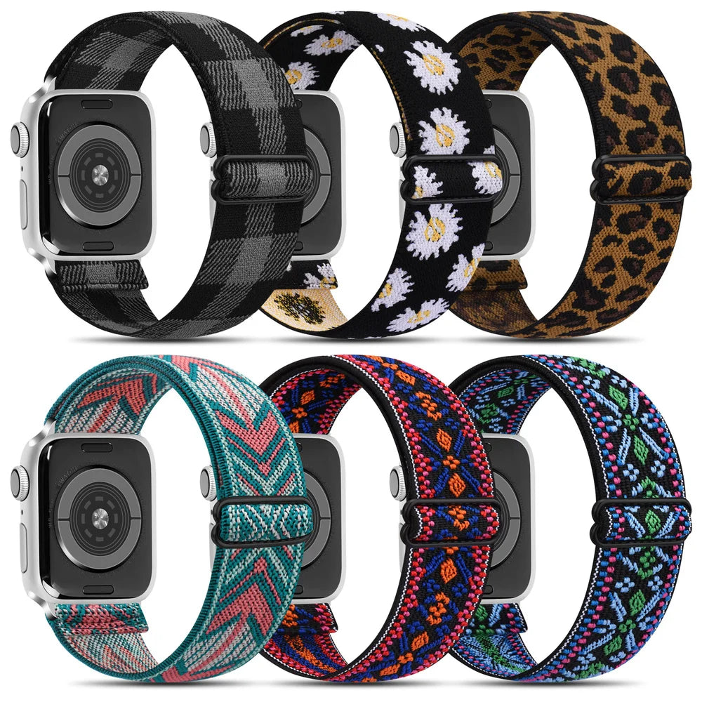 Scrunchie band for Apple Watch band 44mm 40mm 38mm 42mm Elastic Nylon SmartWatch band For Apple Watch 7 6 5 4 3 2 1 SE Watchband