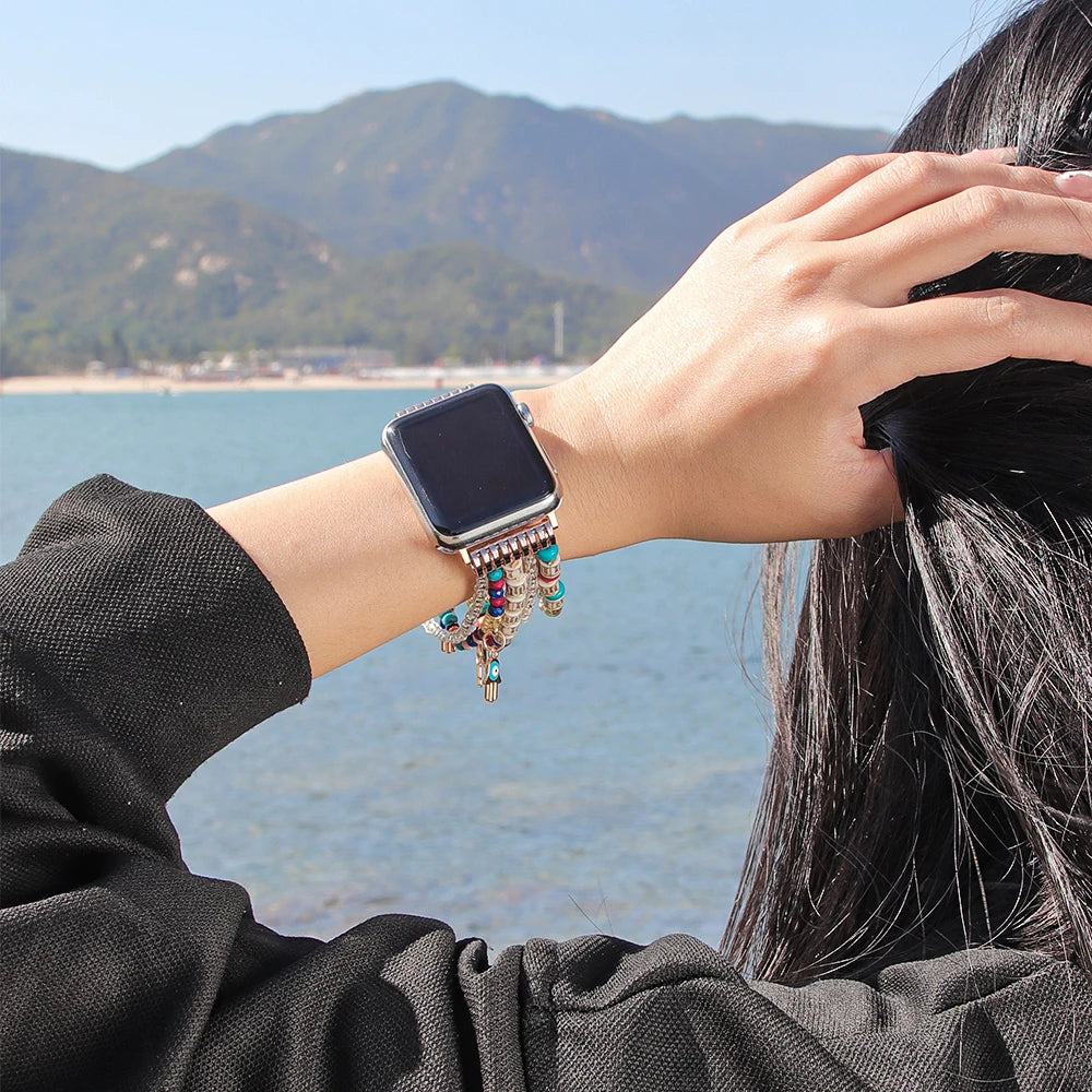 band band For Apple Watch band 49mm Ultra 2 40mm 38mm 41mm Elastic Beaded Pendant band for Apple Watch Series 9 8 7 6 5 4 3 SE