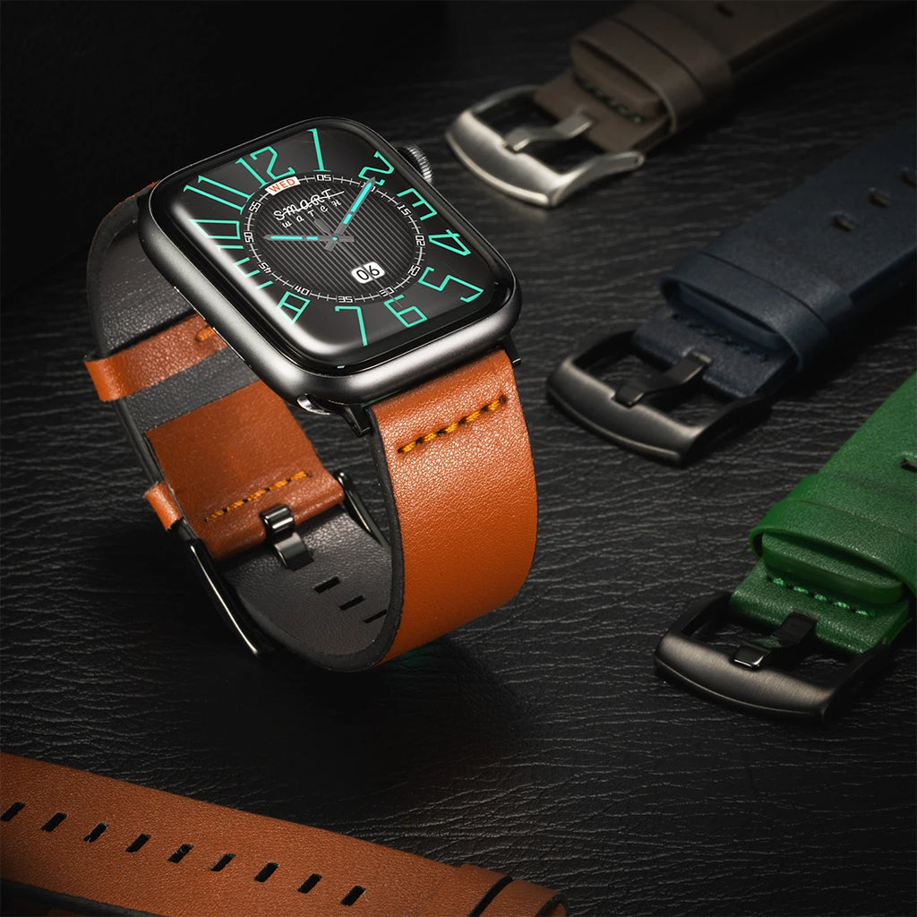 Leather band for Apple Watch Ultra 2 band 49mm S10 46mm 9 8 7 45mm 41mm High Quality band for Apple Watch Series 6 SE 5 4 44mm 40mm