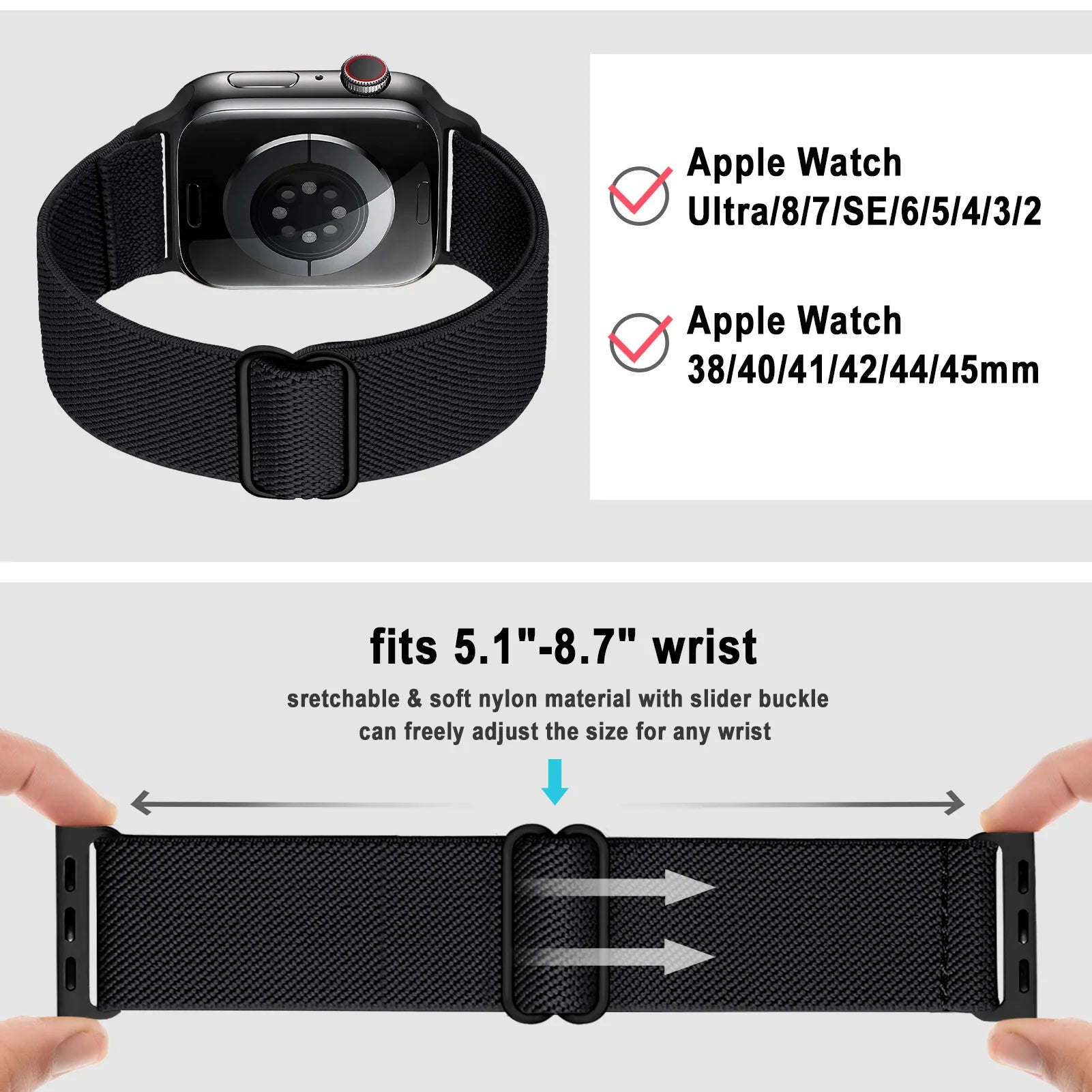 band for Apple Watch band 44mm 40mm 45mm 41mm 46mm Scrunchie Elastic Nylon band Apple Watch Series 3 SE 6 7 8 9 10 Ultra 2 49mm