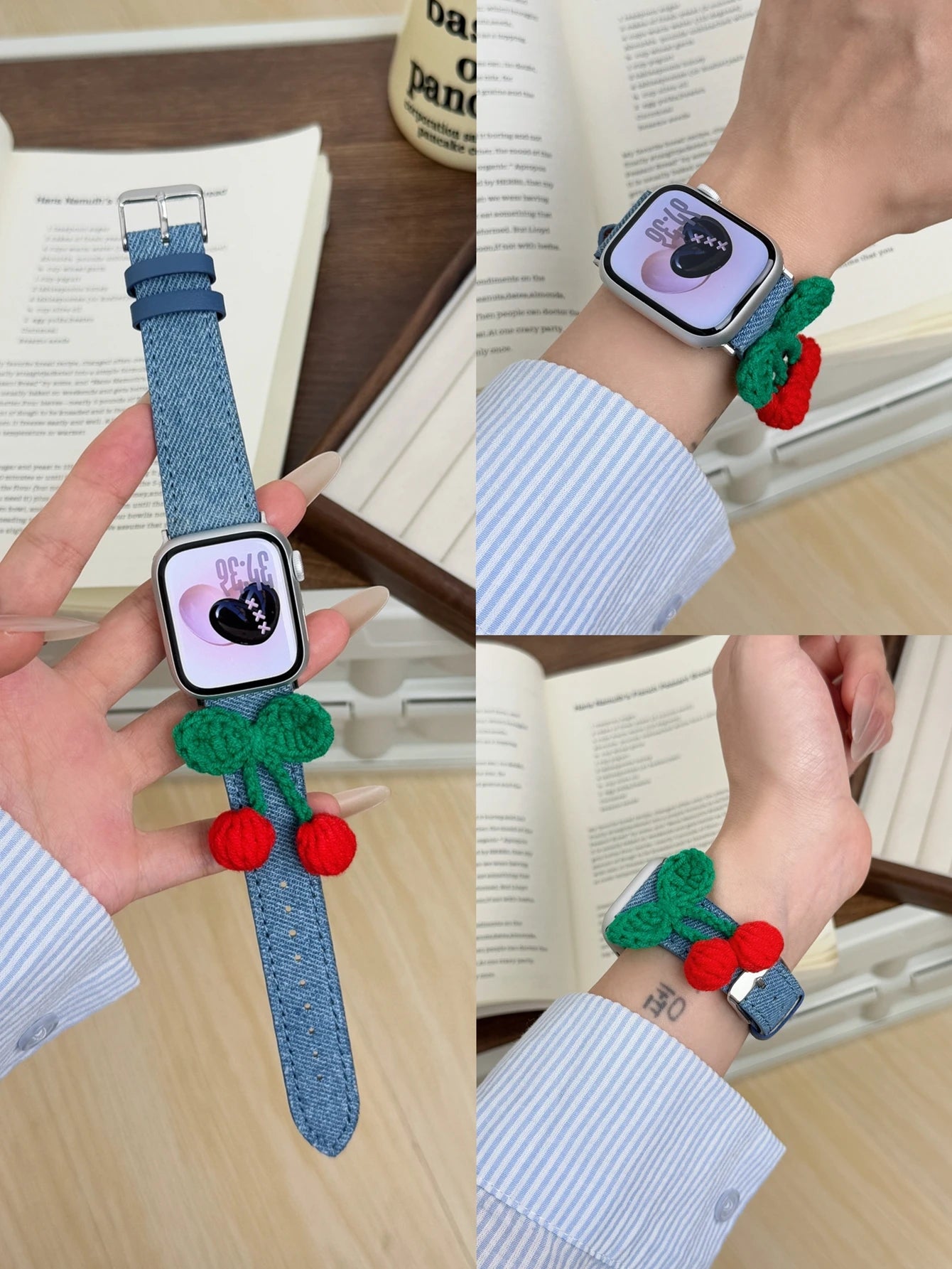 Denim Leather loop Correa For Apple Watch band Series Ultra 10 9 8 7 6 5 4 3 2 1 38mm 40mm 41mm 42mm 44mm 45mm 46mm 49mm band