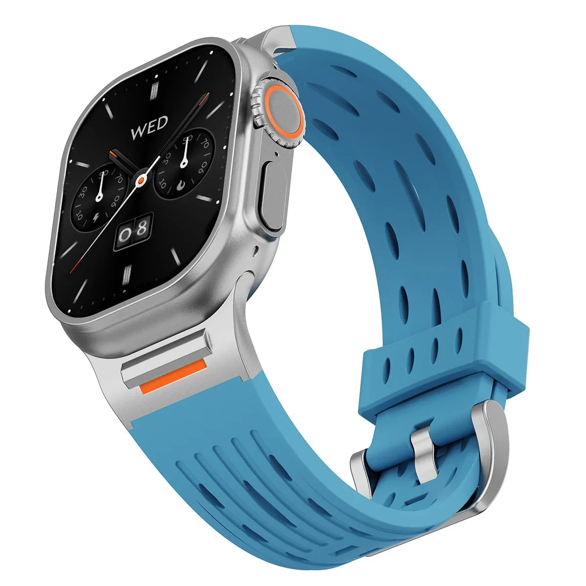 Silicone band for Apple Watch band 49mm 46mm 45mm 44mm 42mm 41mm metal Connector band for Apple Watch Ultra 2 Series 10 9 8 7 6 SE 5 4
