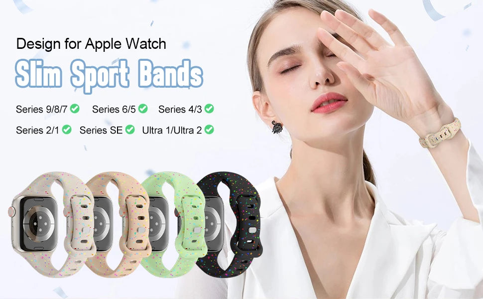Slim Silicone band for Apple Watch band 40mm 41mm 45mm 44mm 38mm 49mm 42mm 46mm band Apple Watch Series 10 9 8 7 6 3 SE Ultra 2