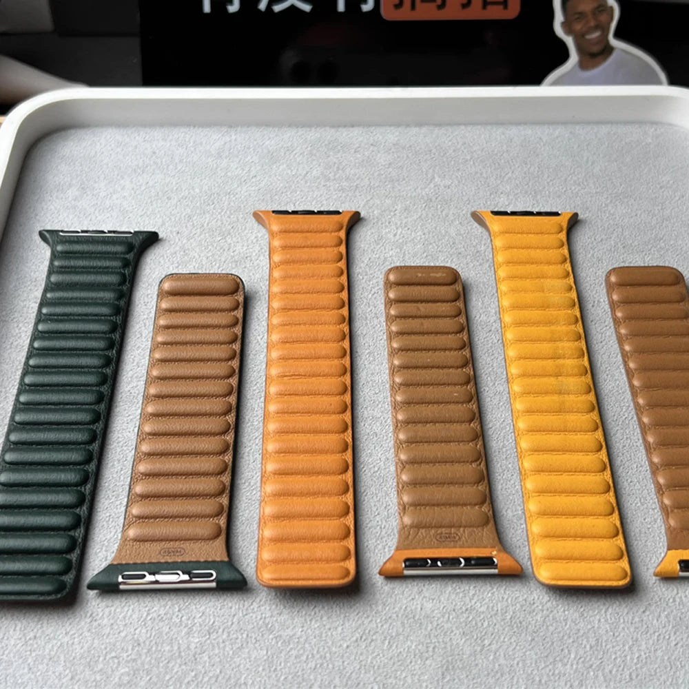Leather band for Apple Watch band 49mm 46mm 42mm 41mm 44mm Original Magnetic Loop Link band Apple Watch 10 9 8 7 SE Ultar2 band
