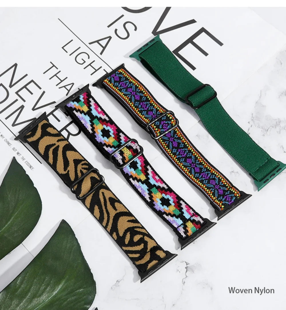 Nylon Loop band for Apple Watch band 45mm 44mm 42mm 40mm 41mm 46mm band Apple Watch Series 11 10 9 8 7 6 5 SE Ultra 3 49mm band