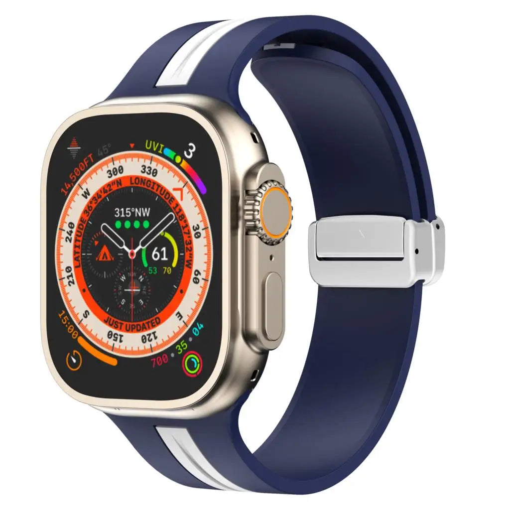 Magnetic buckle band For Apple Watch Ultra 2 band 49mm 44mm 40mm 45mm 41mm 38mm Silicone band Apple Watch Series 7 3 6 5 SE 8 9