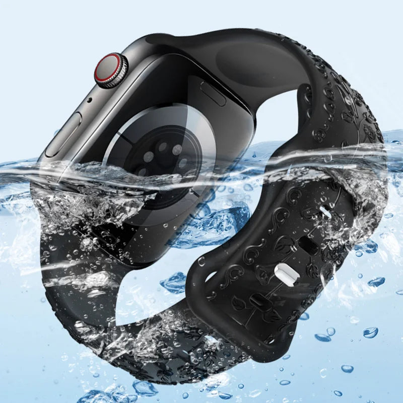 Flower Engraved band For Apple Watch band 44mm 45mm 41mm 40mm 49mm 46mm 42mm band Apple Watch Series 11 10 SE 9 8 7 6 5 Ultra 2