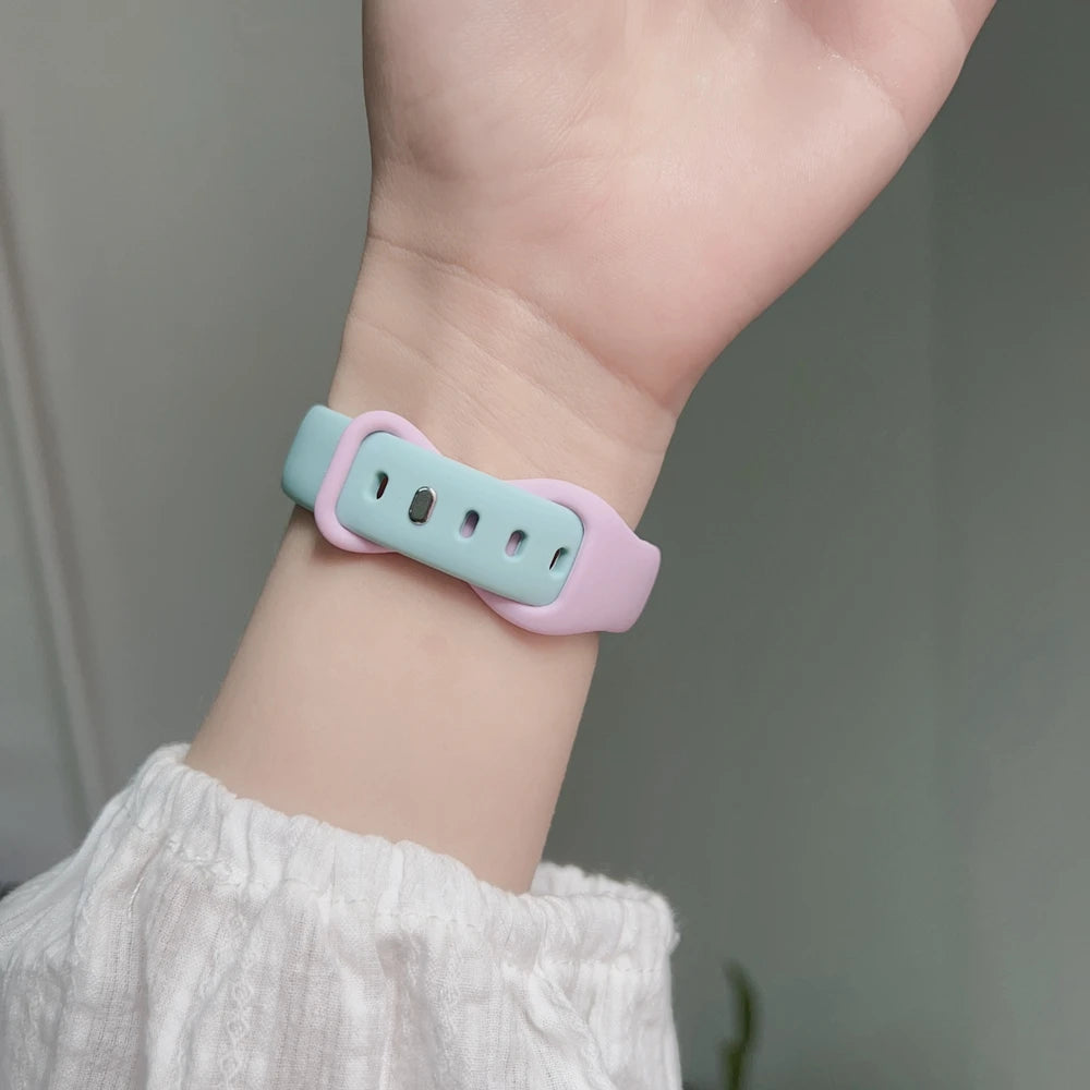 2pack silicone band +case set for Apple Watch Correa s11 women Sport 38mm 40mm 41mm 42mm 44mm 45mm 49mm for Apple Watch Series band