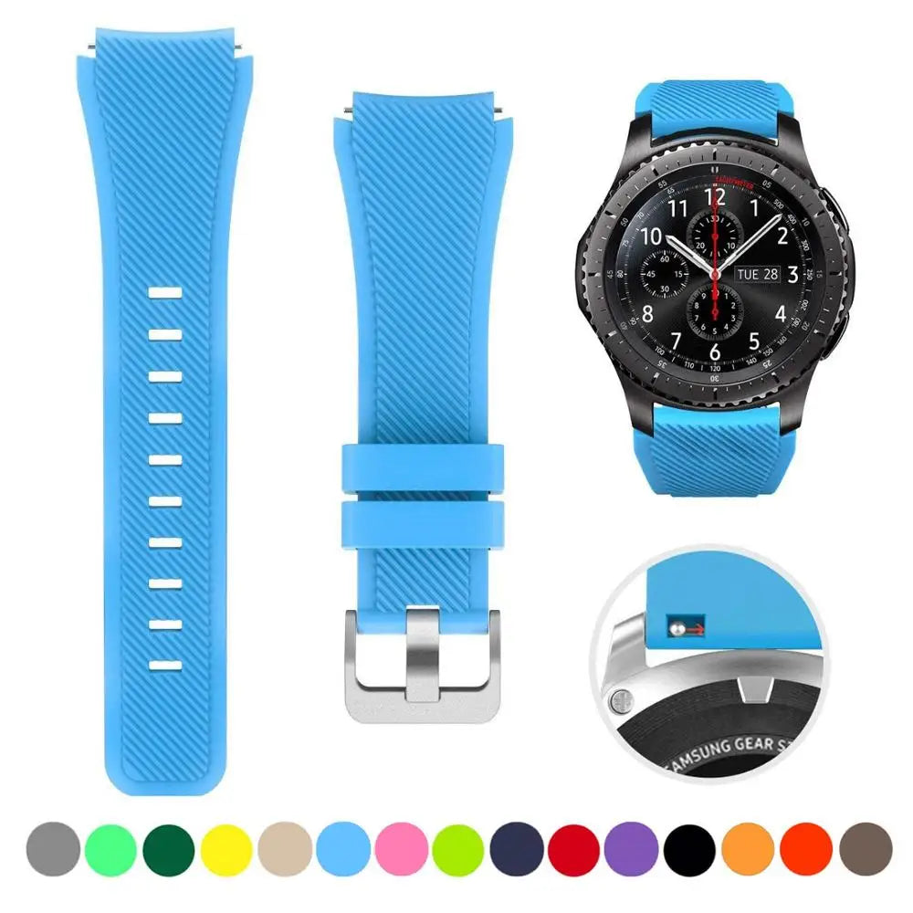 22mm Silicone Band for Samsung Galaxy Watch 3 45mm/huawei watch GT2 46mm/Gear S3 Watchband Bracelet Strap for Amazfit GTR 47mm