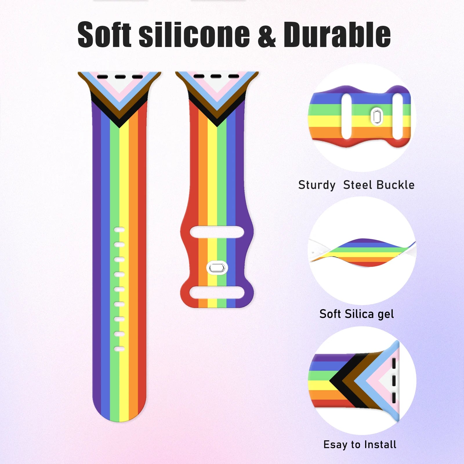 Rainbow Printed band for Apple Watch 10 9 8 7 SE Silicone band Replaceable band for Apple Watch 46mm 44mm 42mm 41mm Watchband