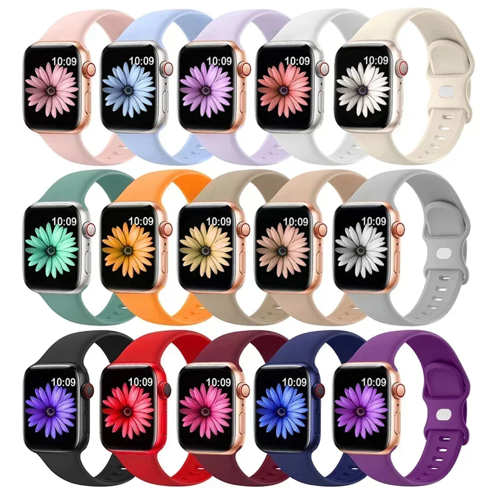 Silicone band For Apple Watch band 44mm 40mm 45mm 41mm 42mm 46mm sport wrist band Apple Watch serie 10 8 7 SE 4 5 6 9 Ultra 2 49mm