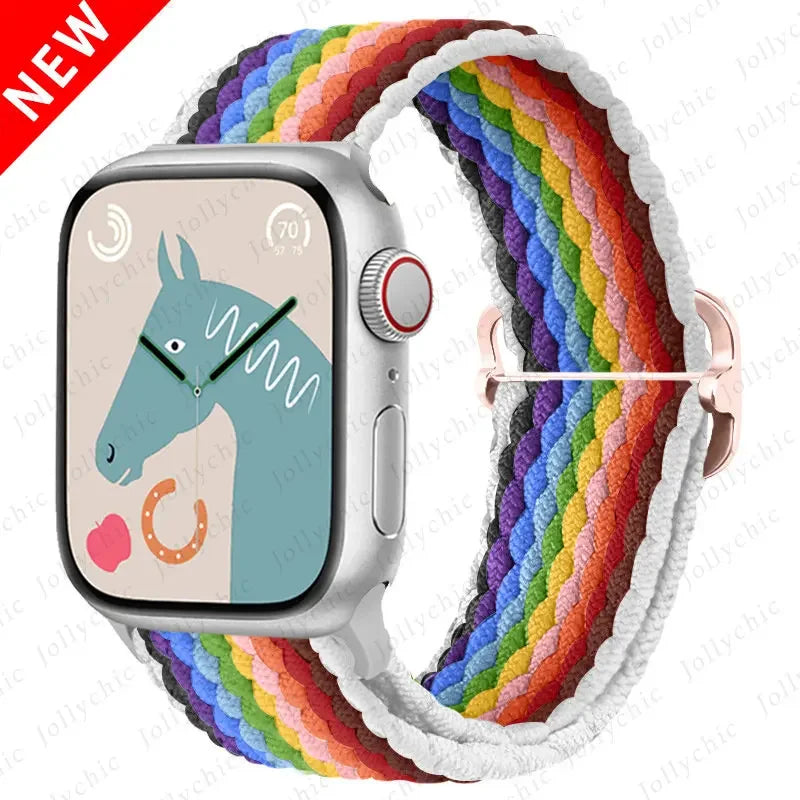 Braided Solo Loop band For Apple Watch Ultra 2 band 49mm 44mm 40mm 45mm 41mm 42mm 38mm band Apple Watch Series 9 8 7 6 SE 3
