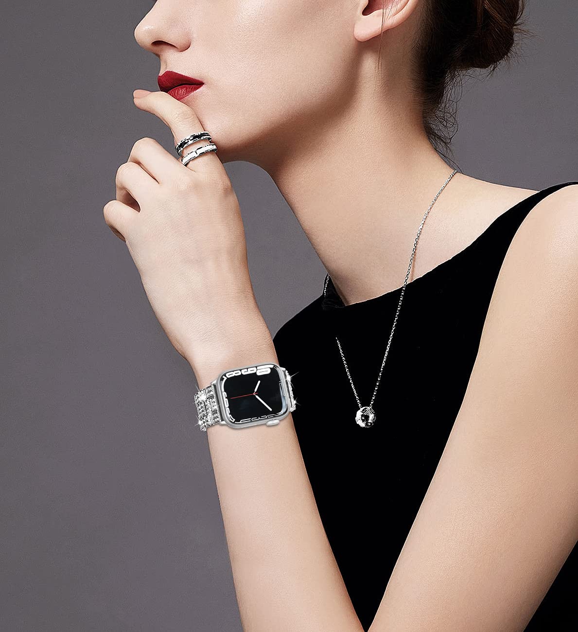 Women's Diamond band For Apple Watch Ultra 2 band 9 49mm 44mm 40mm 41mm 45mm metal band Apple Watch Series 8 7 6 SE 5 Watchband