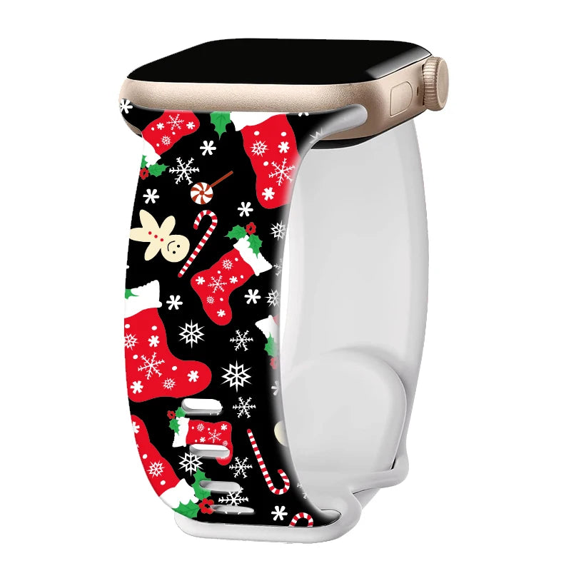 Silicone Christmas band for Apple Watch band 46mm 41mm 42mm 44mm 45mm 49mm Sport band for Apple Watch 11 10 9 8 7 6 5 SE Ultra 3