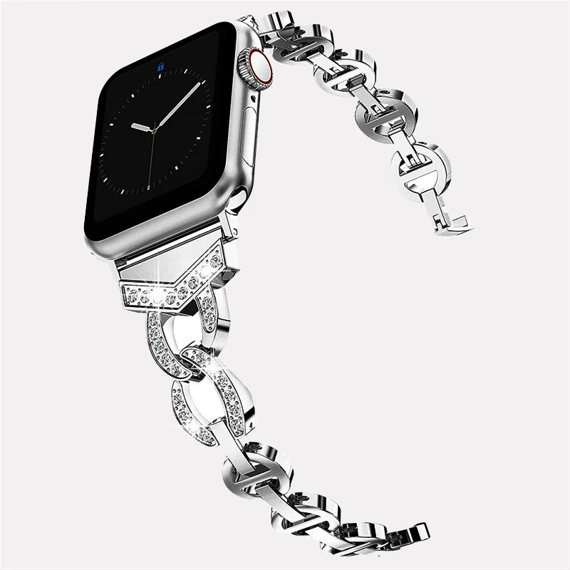 Women band for Apple Watch 8 band Ultra 49mm 41mm 45mm Diamond Steel band Apple Watch Series 8 7 6 5 4 3 SE 38mm 42mm 40mm 44mm