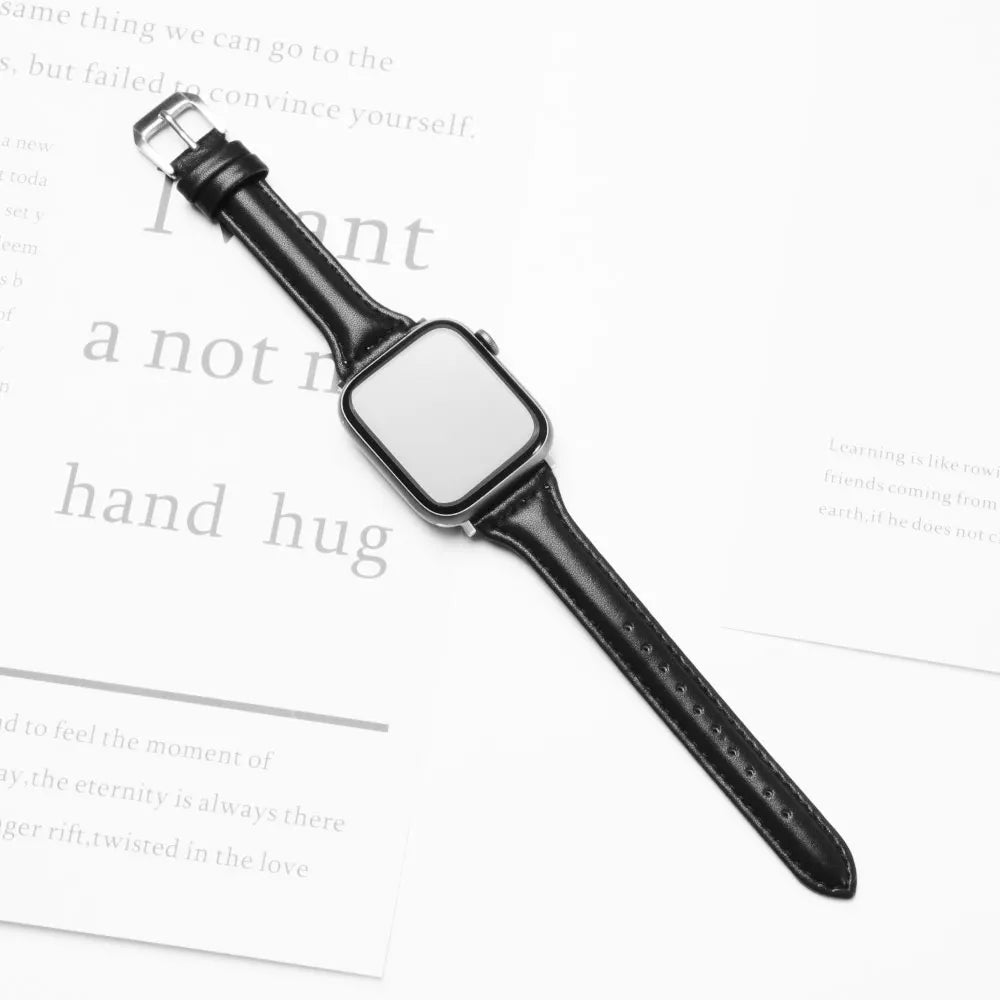 Slim Leather band for Apple Watch band 44mm 45mm 41mm 40mm 38mm wrist women band Apple Watch serie 9 8 7 6 5 4 3 SE Ultra 2 49mm