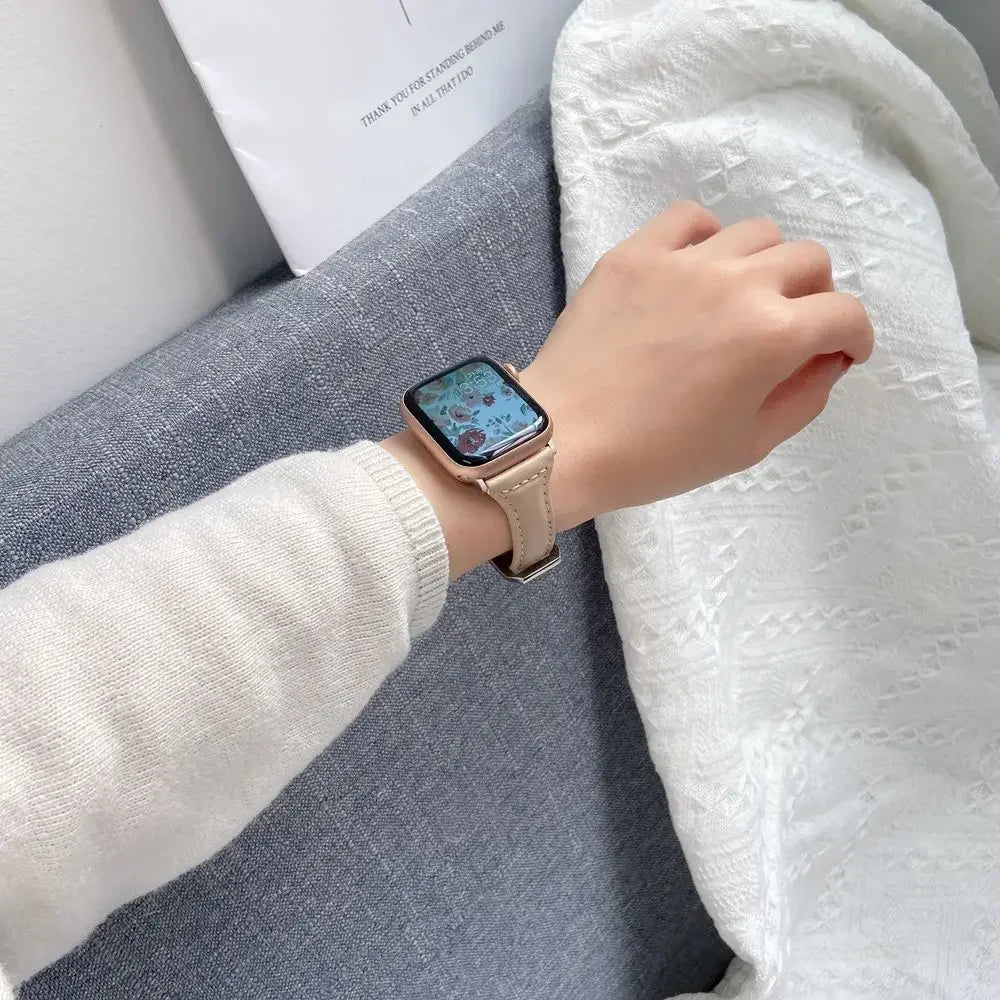 Slim leather band for Apple Watch band Ultra 2 49mm Series 10 7 8 9 41mm 45mm 38mm 42mm Wrist band Apple Watch SE 6 5 4 40mm 44mm m