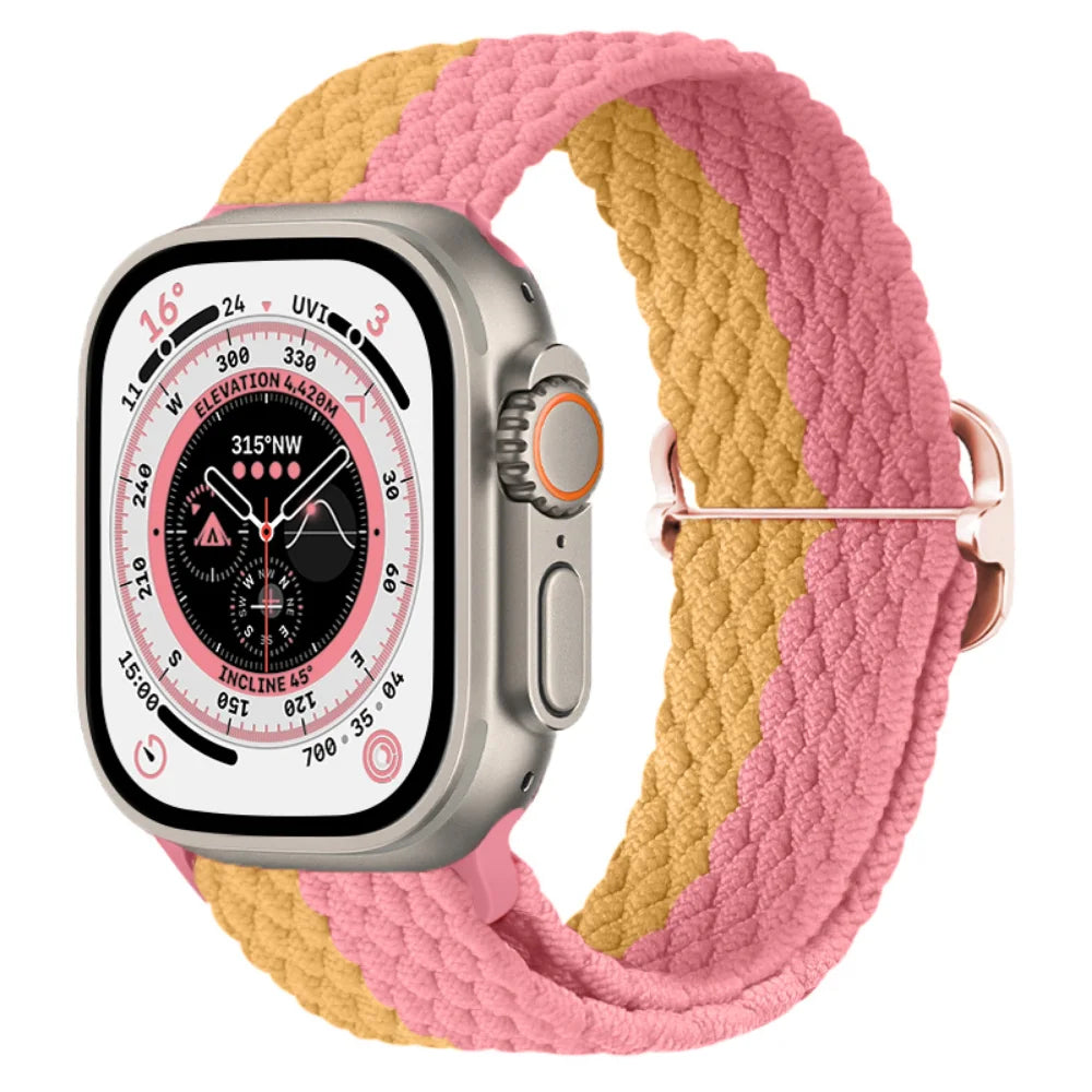 Braided Nylon band For Apple Watch Ultra 49mm 46mm 45mm 44mm 42mm 41mm 40mm Elastic band Apple Watch 11 10 9 8 7 SE 4 5 6 Belt