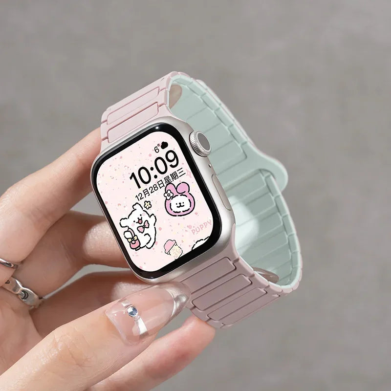 Magnetic Silicone band for Apple Watch Ultra 3 band 49mm 46mm 42mm 45mm 44mm 40mm band correa Apple Watch Series 11 10 9 8 7 SE