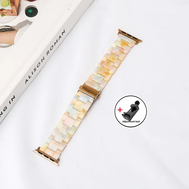 Resin band for Apple Watch band 44mm 40mm 45mm 49mm 38mm 42mm 41mm Fashion Wrist band for Apple Watch Series 8 7 6 5 4 3 2 1 Ultra 2