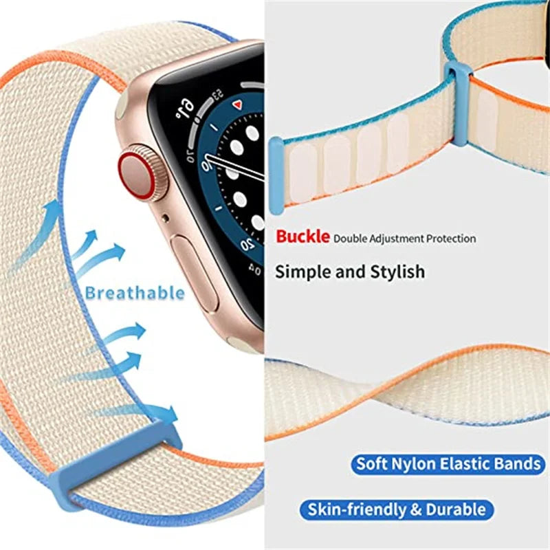 Nylon band For Apple Watch band S10 46mm 42mm 45mm 41mm 44mm 40mm 49mm Braided band Breathable Apple Watch Ultra 10 9 8 7 6 5 4