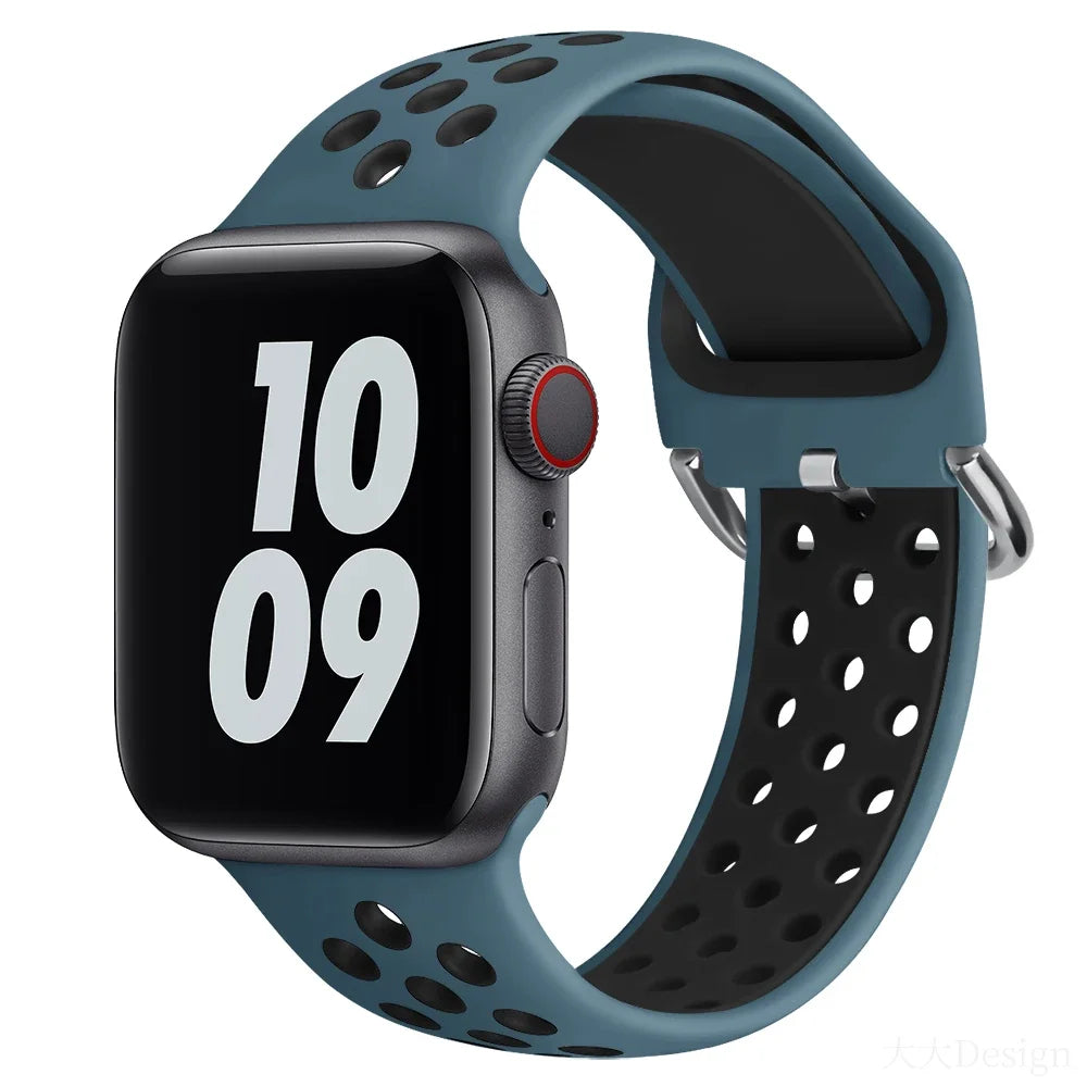 Silicone band For Apple Watch 6 5 4 SE 44mm 40mm 10 9 8 7 41mm 42mm 45mm 46mm Sport wristband Apple Watch Ultra 2 49mm band