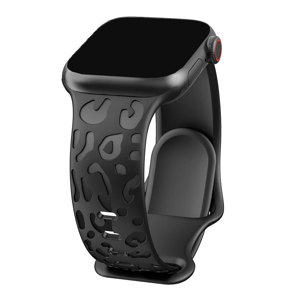 Engraved Leopard band For Apple Watch Ultra 2 3 band 49mm 44mm 41mm 40mm 45mm 38mm Silicone band Apple Watch Series 98765SE 10 11 46mm 42mm
