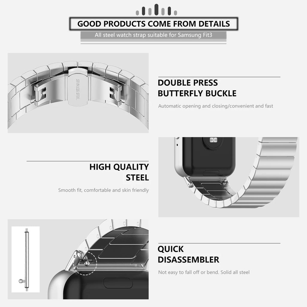 Metal Strap for Samsung Galaxy Watch Fit 3 Stainless Steel Bracelet Magnetic Milanese Loop Watchband for Galaxy Fit3 Accessories