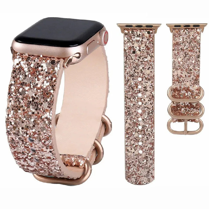 Leather band for Apple Watch band Ultra 49mm 38mm 40mm Women 42mm 44mm 41mm 45mm Glitter band i Watch Series 7 8 6 5 4 3 2