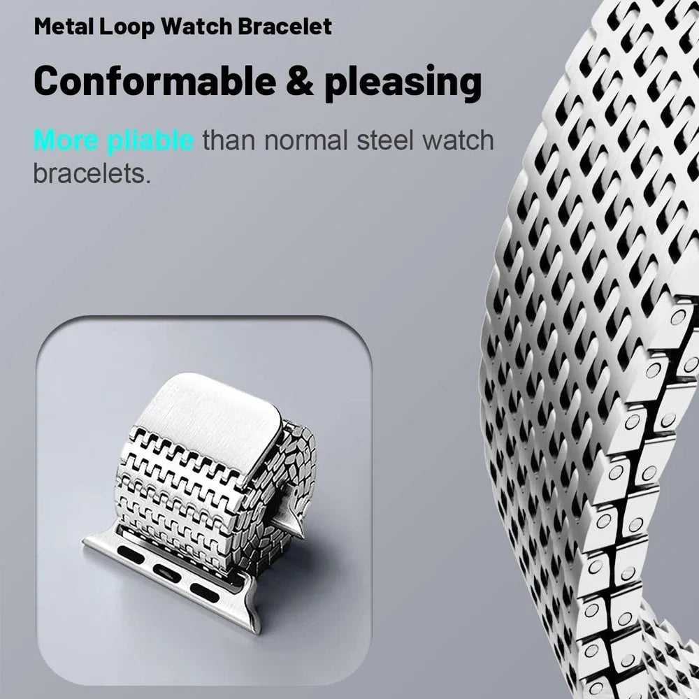 Magnetic Loop band for Apple Watch Ultra 2 49mm 42mm 44mm 45mm Stainless Steel Milanese band for Apple Watch 9 8 7 6 5 4 SE 3 40mm 41mm