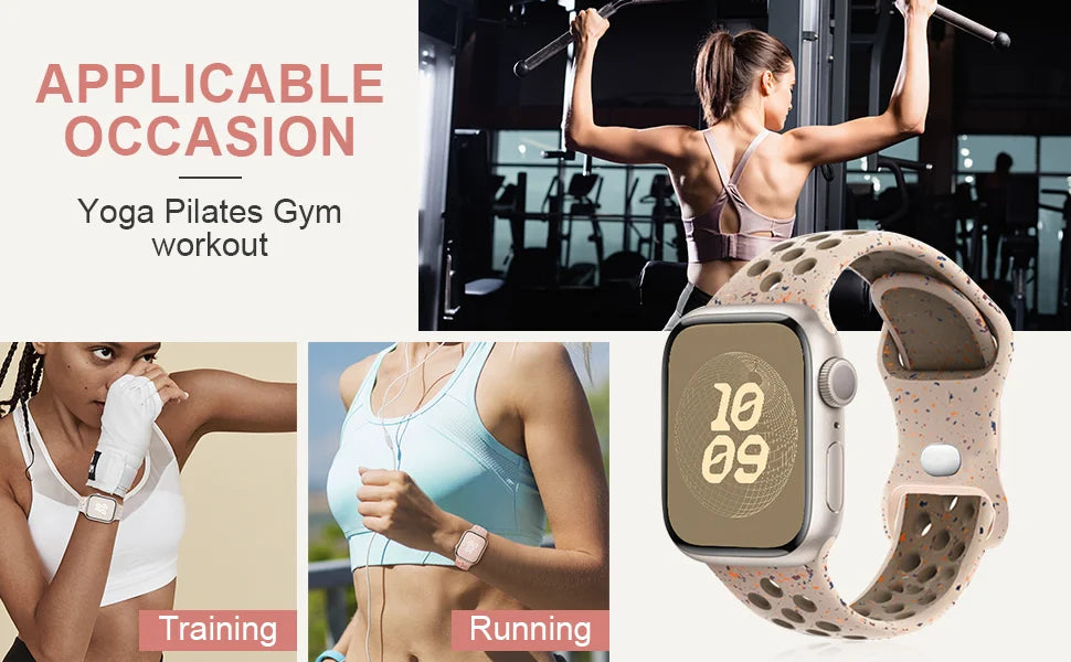 Silicone band for Apple Watch band 40mm 41mm 45mm 44mm 46mm 49mm 42mm Breathable band Apple Watch Series 11 10 9 8 SE 3 Ultra 2