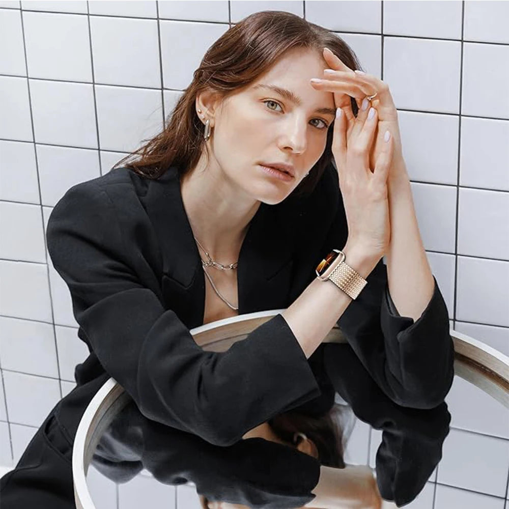 Carbon Steel for Apple Watch band 49mm 45mm 44mm 41mm 40mm 42mm 38mm Magnetic Attraction band for Apple Watch Series 9 8 7 6 5 4 Ultra 2 SE