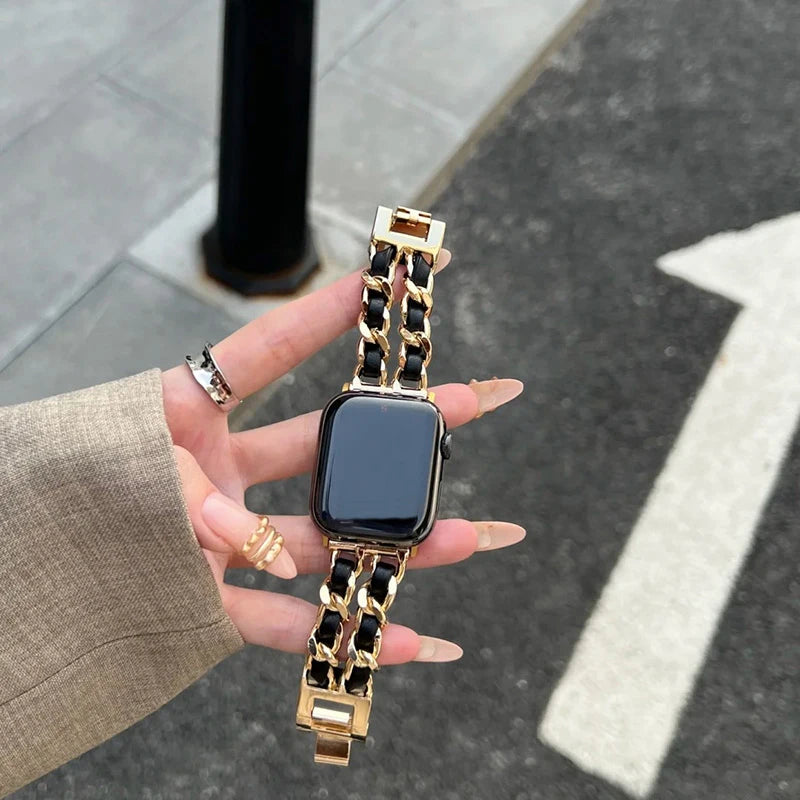 Women metal band for Apple Watch band 10 9 8 Ultra 46mm 42mm 49mm 7 SE 6 5 41mm 45mm 44mm 40mm Lady Gold Steel band Wristband