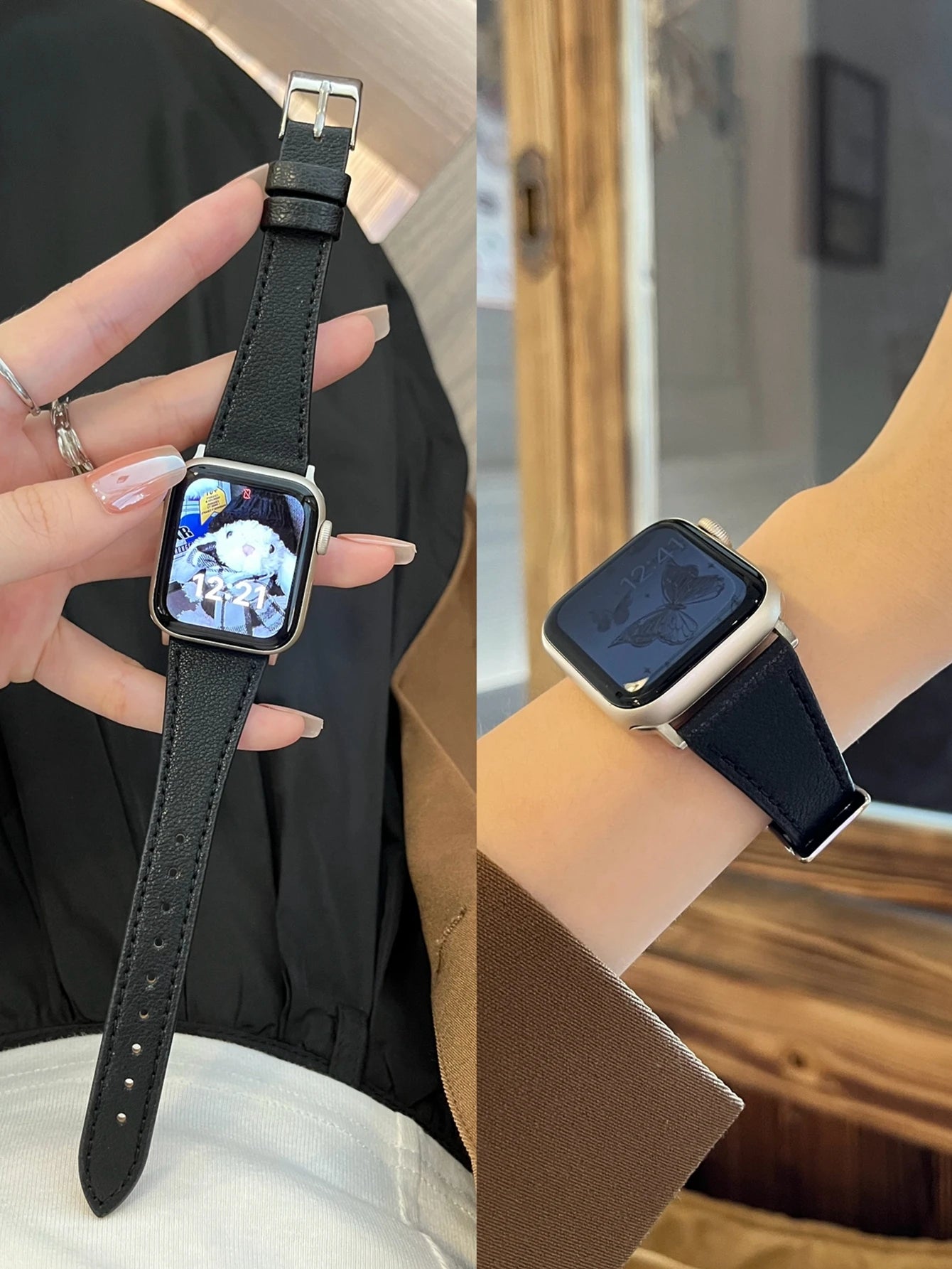 Leather loop Correa For Apple Watch band Series Ultra 11 10 9 8 7 6 5 4 3 2 1 SE 38mm 40mm 41mm 42mm 44mm 45mm 46mm 49mm band