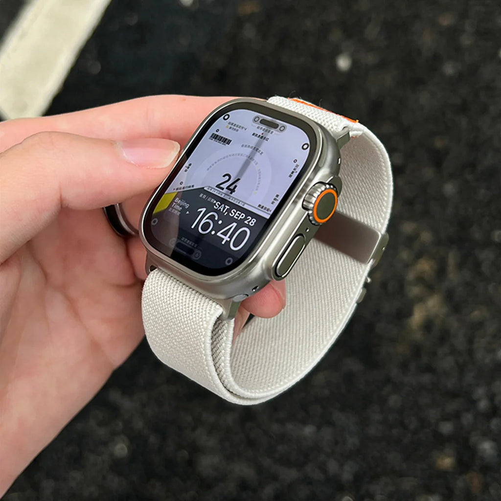 Nylon band for Apple Watch band Ultra 2 49mm 10 9 8 7 46mm 44mm 42mm 45mm 41mm Braided Elastic band for Apple Watch Series 6 SE