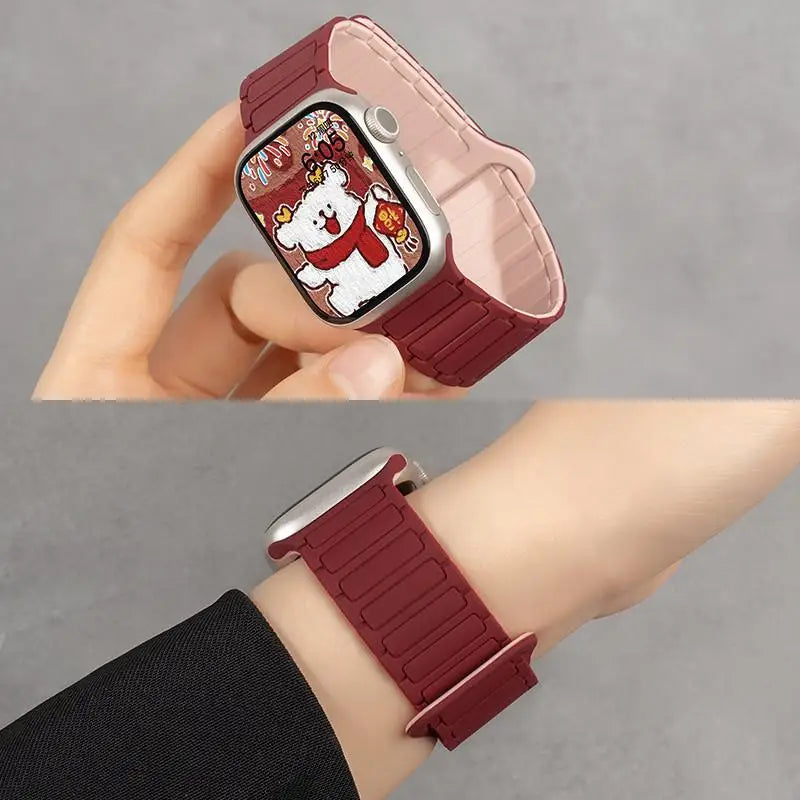 Silicone band Magnetic band for Apple Watch 46mm 42mm 49mm 45mm 41mm 44mm 40mm for Apple Watch Ultra 3 Series 11 10 9 8 7 6 SE 3 5 4