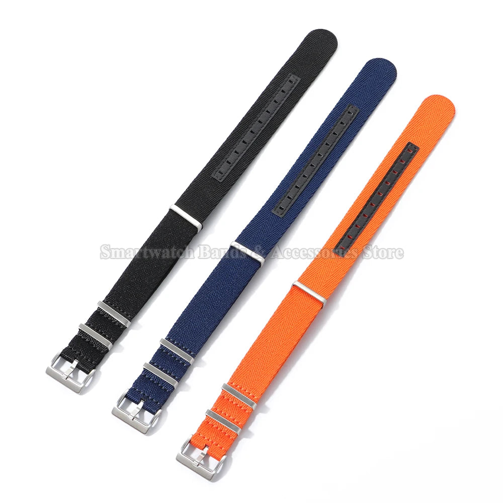20 22mm Nylon Watch Strap for Seiko for Huawei for Samsung Universal Watch Band Pin Buckle Military Bracelet Ribbed Fabric Strap