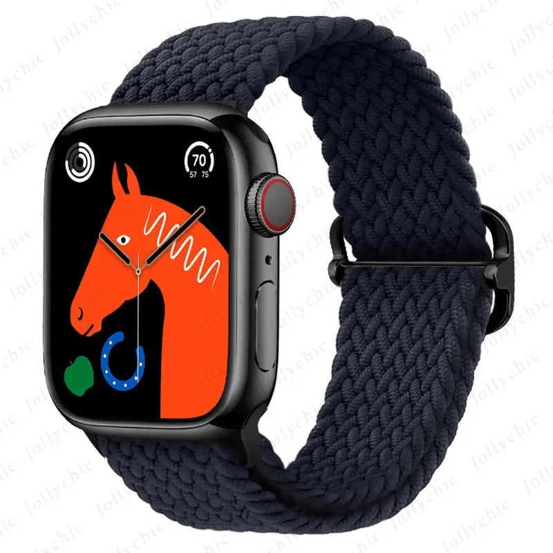 Braided Solo Loop band For Apple Watch Ultra 2 band 49mm 44mm 40mm 45mm 41mm 42mm 38mm band Apple Watch Series 9 8 7 6 SE 3