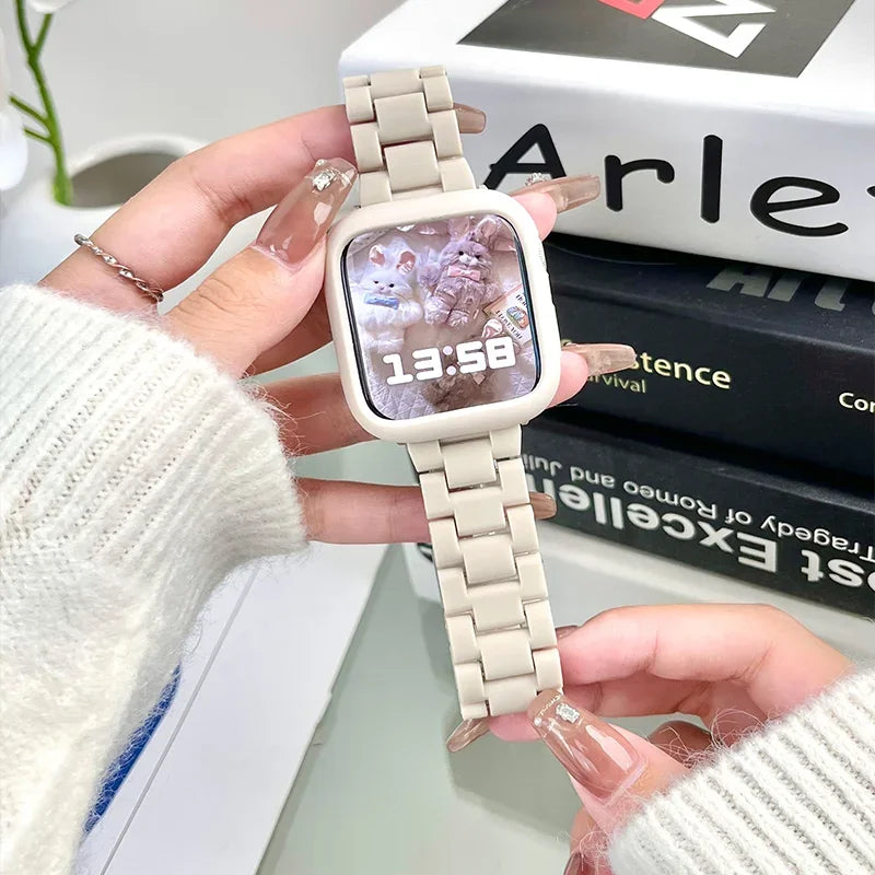 Luxury Resin band for Apple Watch Ultra 2 band 49mm 45mm 41mm 40mm 44mm 38mm 42mm Link band Apple Watch Series 9 7 8 6 SE 5 4 3