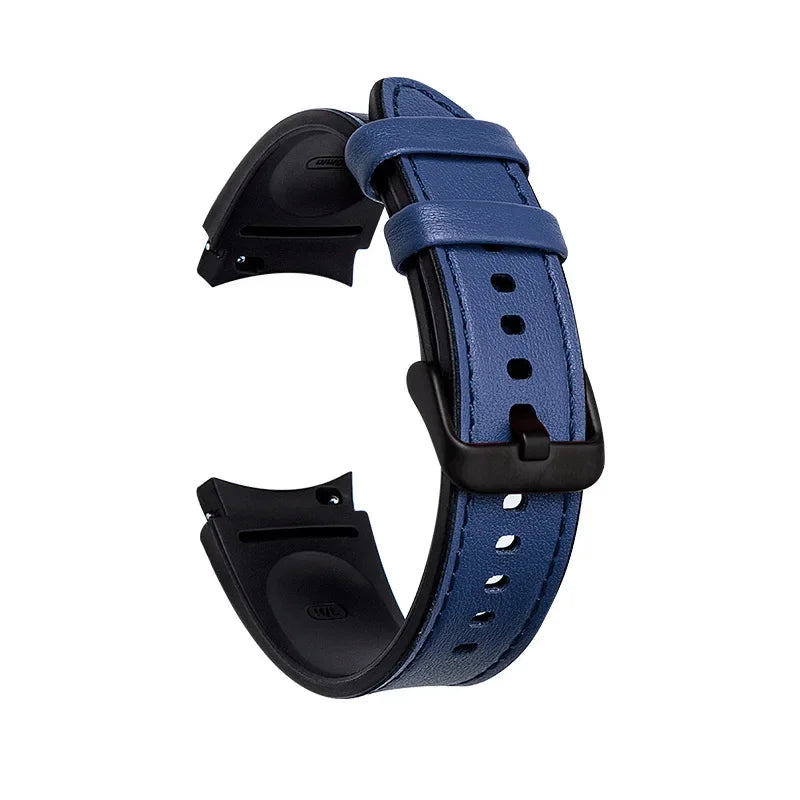 No Gaps Leather Strap for Samsung Galaxy Watch 7 6 5 4 40mm 44mm 6 4Classic 43mm 47mm Silicone Band for Galaxy Watch 5Pro 45mm